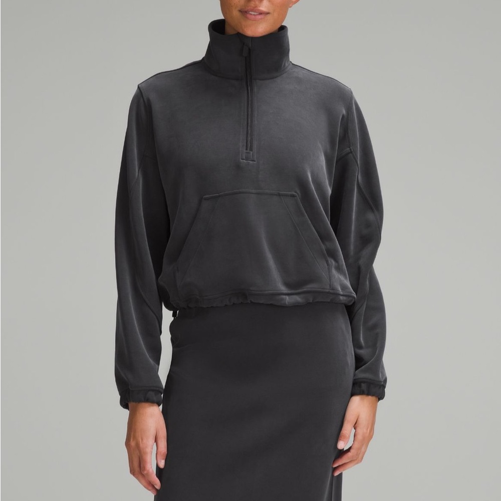 Lululemon brushed softstreme half zip black size 6 six